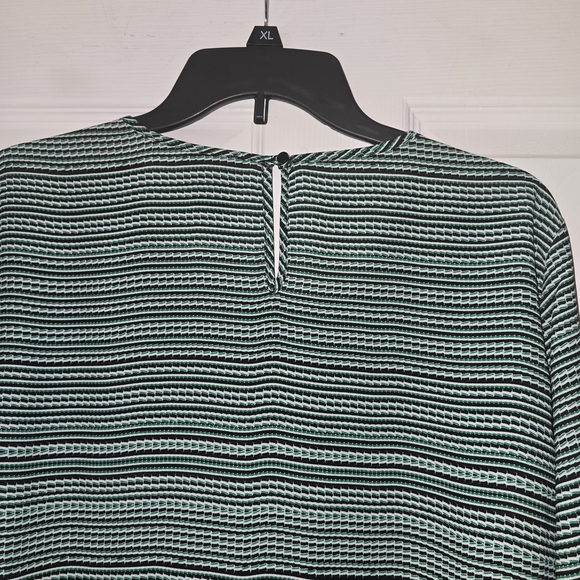 Liz Claiborne Mint and Black Striped Long-Sleeve Blouse - Picture 5 of 5